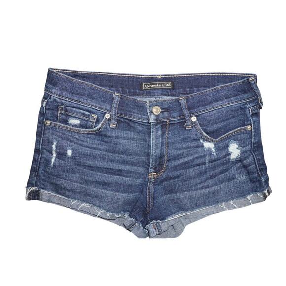 Abercrombie & Fitch Low Rise Distressed Denim Shorts - Size 27 - Picture 1 of 4